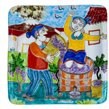 Piatto Quadrato 24x24 DS Pigiatura dell'uva Piatto Quadrato 24x24 DS Pigiatura dell'uva